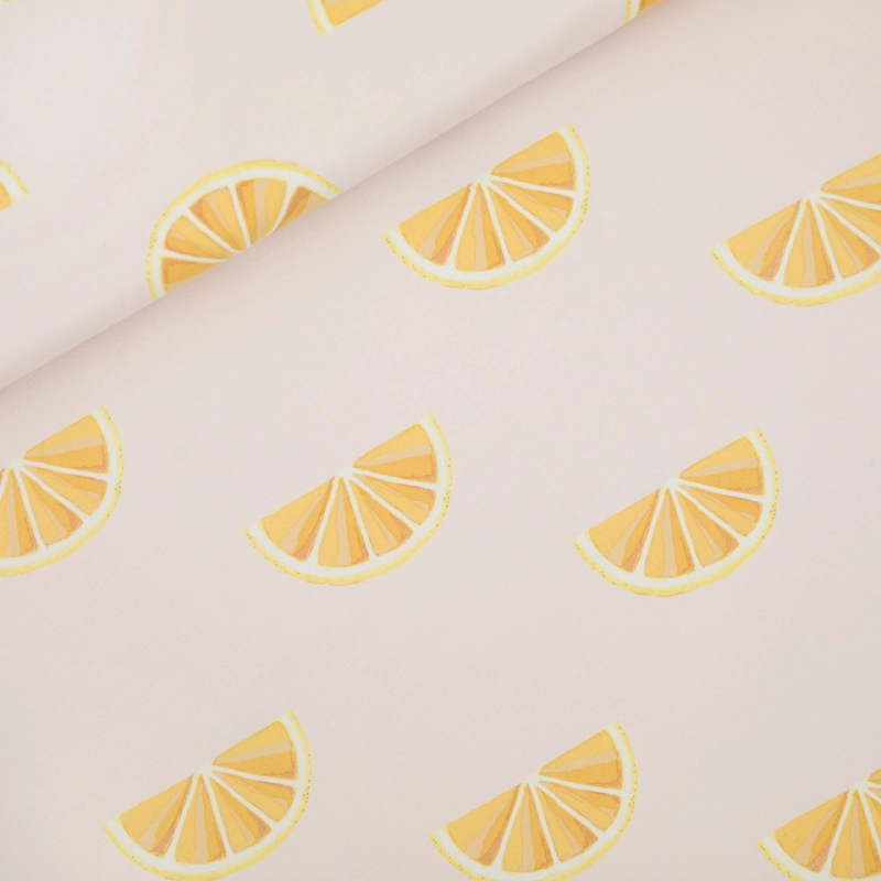 French terry quartiers orange - rose primevère