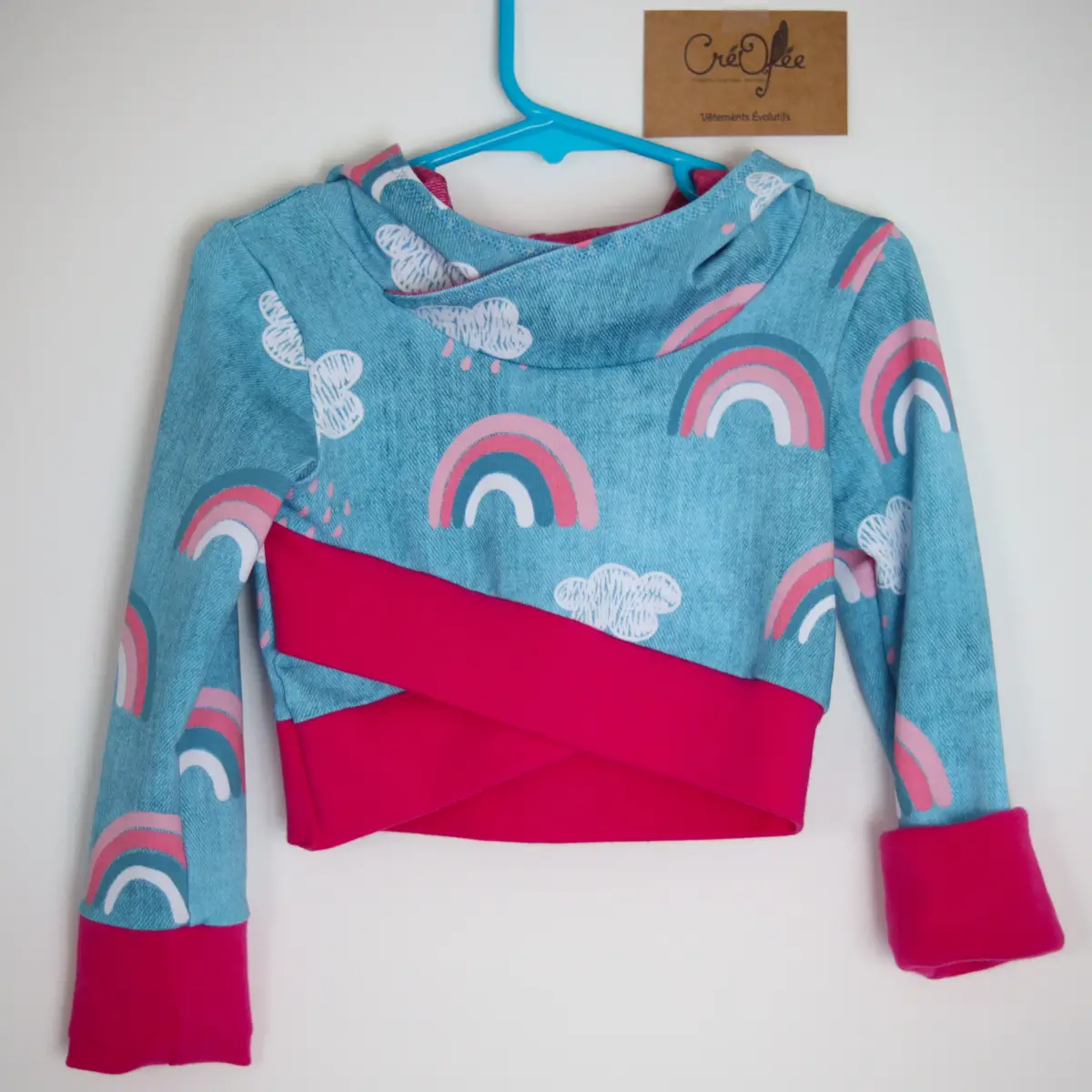 Crop top enfant imprimé capuche