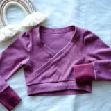 Crop top jacquard tout doux prune Crop top cache coeur jacquard tout doux prune