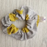 chouchou cheveux gris pois jaune